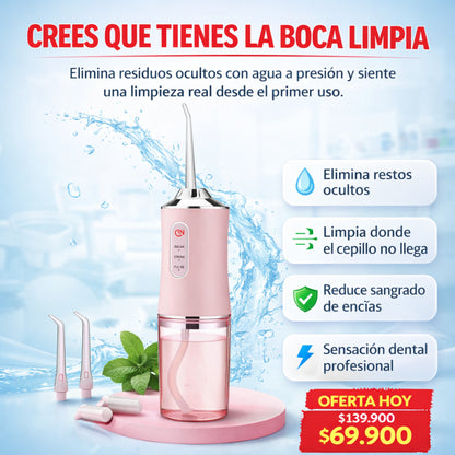 AquaSmile™ - Irrigador oral portátil con chorro