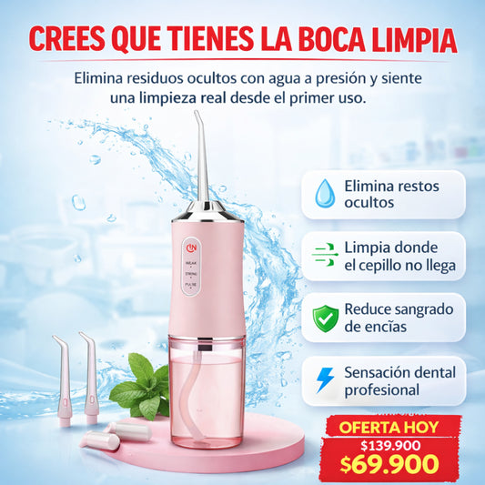 AquaSmile™ - Irrigador oral portátil con chorro